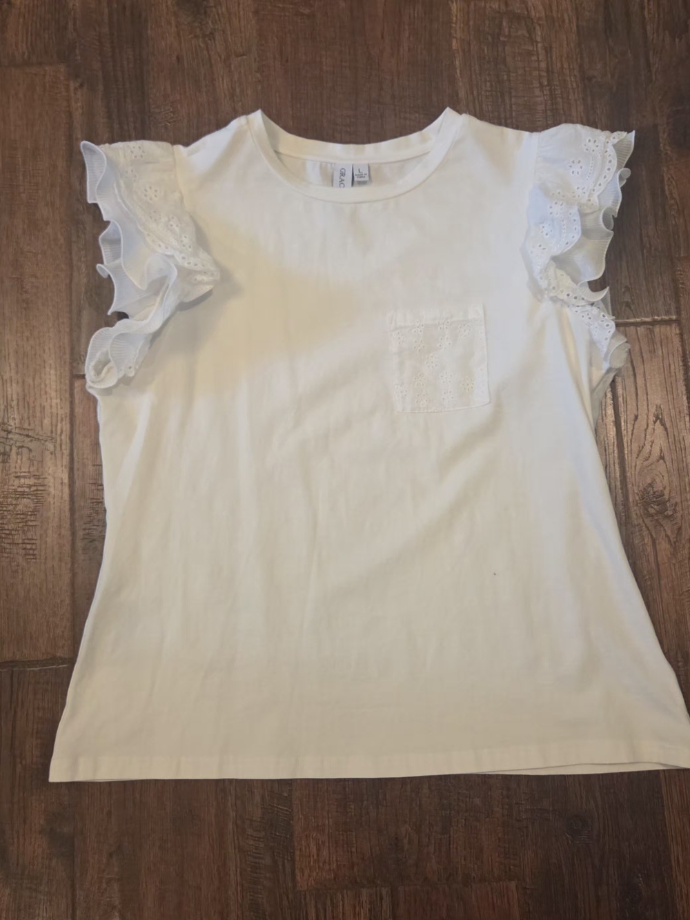 Ruffle Sleeve Eyelet Size Large Grace + Karma NWOT Designer Vibes Feminine